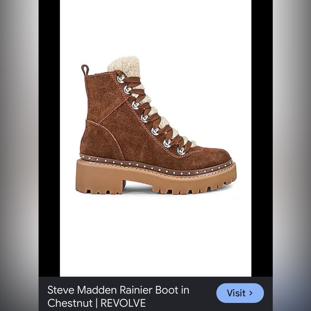 Steve Madden Brown Suede Lace-Up Sherpa Combat Boots